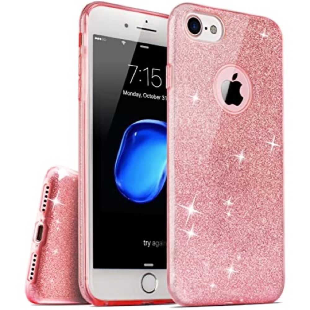 NEW! Sparkly iPhone 7+ 8+ Ultra-Thin Case Pink Bling Super Durable 3-Layer Case